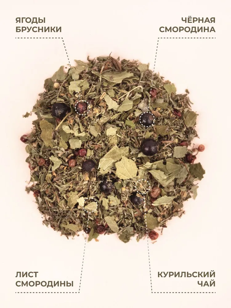 Курильский чай с брусникой и черной смородиной, 45 гр