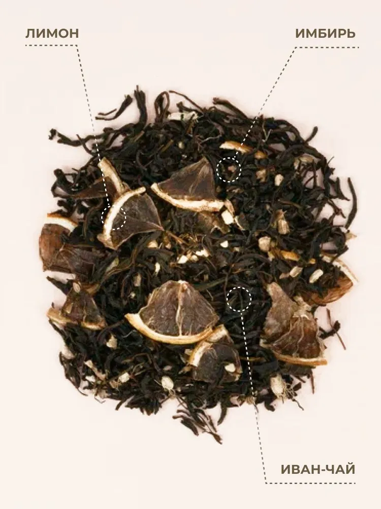 Напиток чайный Иван-чай ферментированный лимон и имбирь, 100 гр
