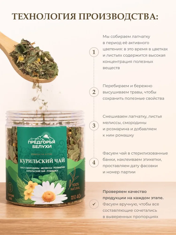 Курильский чай лист смородины, мелисса, розмарин и ромашка, 40 гр