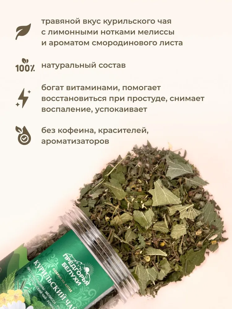 Курильский чай лист смородины, мелисса, розмарин и ромашка, 40 гр