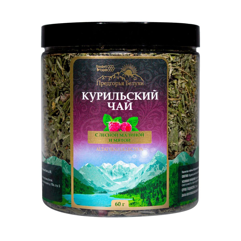 Курильский чай с лесной малиной и мятой, 60 г