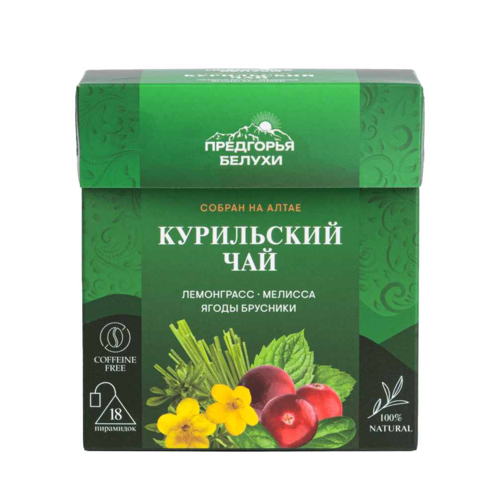 Напиток чайный Курильский чай, лемонграсс, мелисса, ягоды брусники (пирамидки) 2гр*18