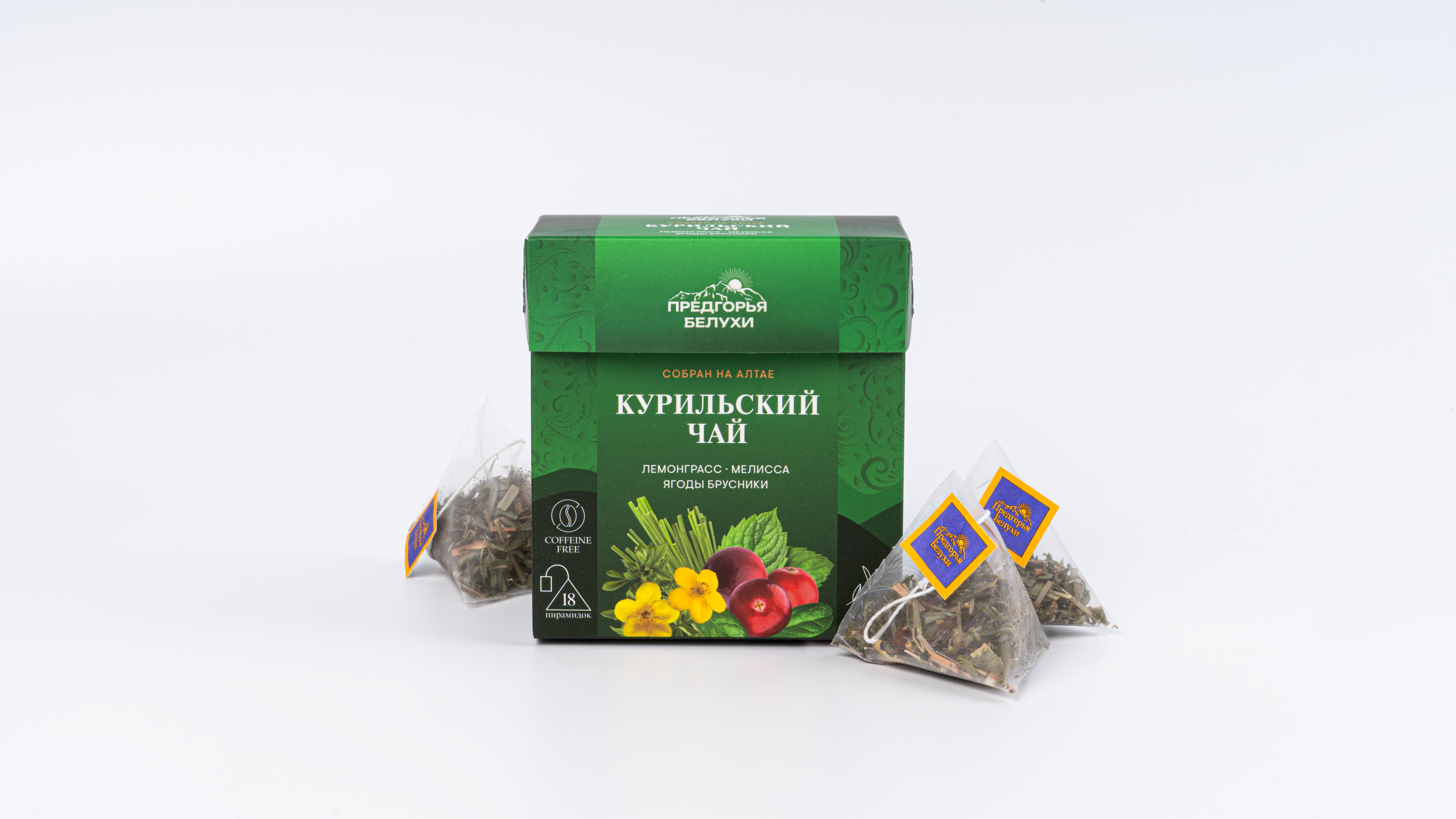 Напиток чайный Курильский чай, лемонграсс, мелисса, ягоды брусники (пирамидки) 2гр*18